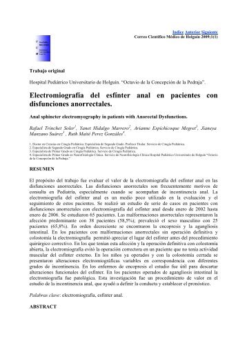 Electromiografía del esfínter anal en pacientes con disfunciones ...