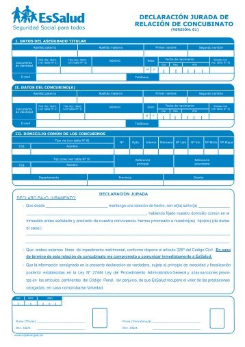 Declaración Jurada de Relación de Concubinato - EsSalud