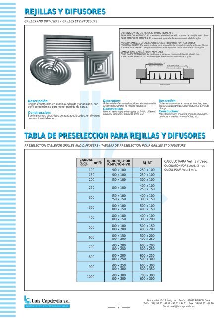 rejillas y difusores tabla de preseleccion para ... - Luis Capdevila