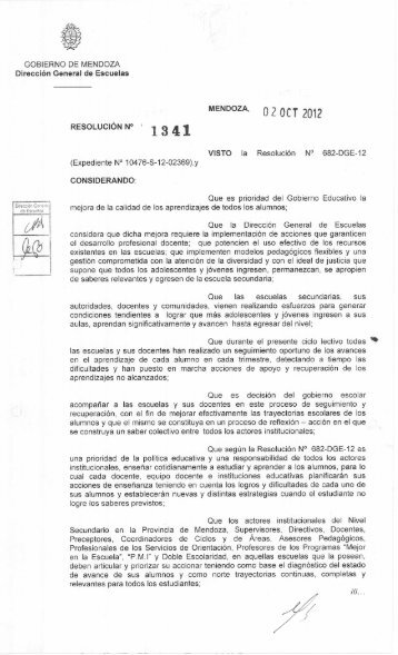 Resoluciòn 1341 Jornadas de Nivel Secundario - Mendoza Educa