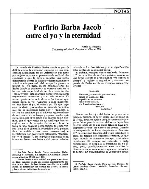 Porfirio Barba Jacob entre el yo y la eternidad. María A.Salgado