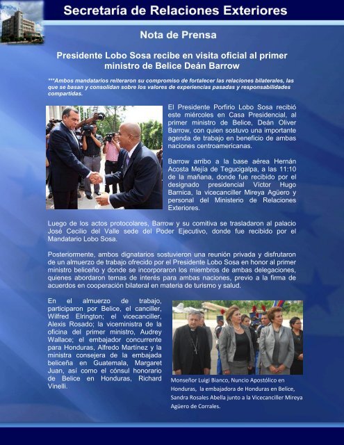 Presidente Lobo Sosa recibe en visita oficial al primer ministro de ...