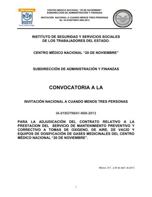 CONVOCATORIA A LA - issste