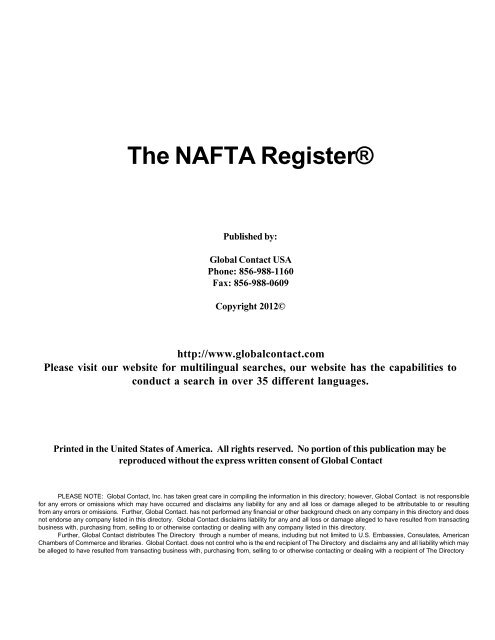 The Nafta Register Global Contact