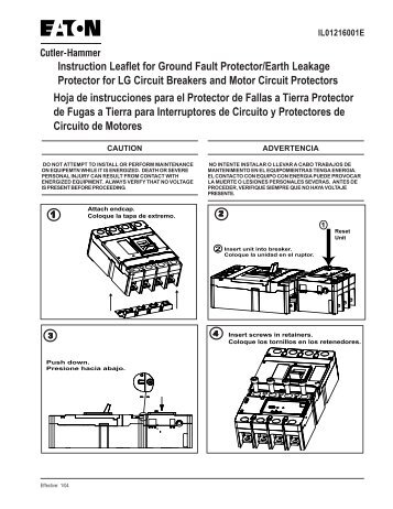 Instruction Leaflet for Ground Fault Protector/Earth Leakage ...