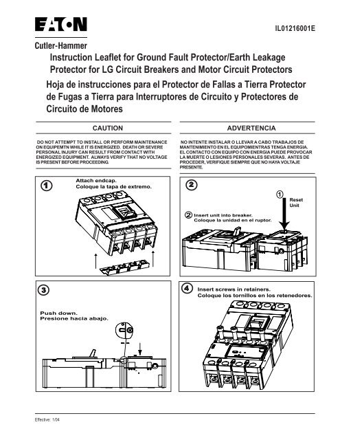 Instruction Leaflet for Ground Fault Protector/Earth Leakage ...