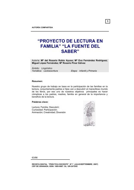 proyecto de lectura en familia - Centro del Profesorado de Granada