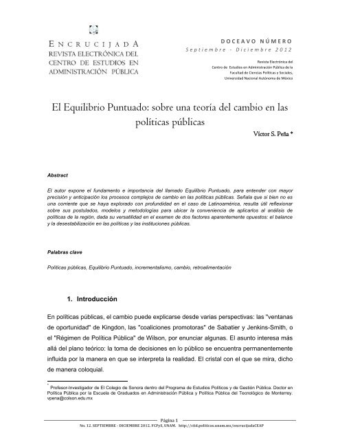 El Equilibrio Puntuado: sobre una teoría del cambio en las políticas ...