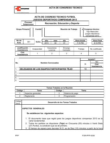 Acta de Congreso Técnico - Compensar