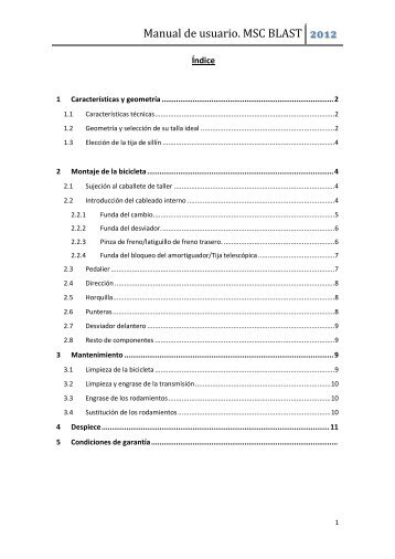 Manual de usuario / garantía - MSC Bikes SL