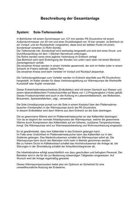 Beschreibung der Gesamtanlage