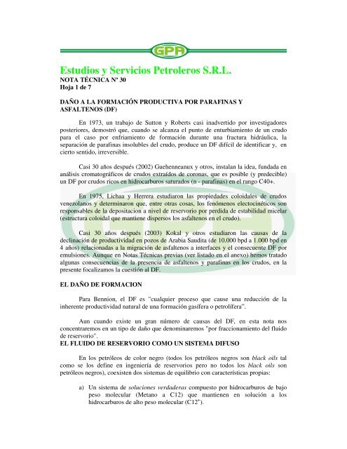 Estudios y Servicios Petroleros S.R.L. - OilProduction.net