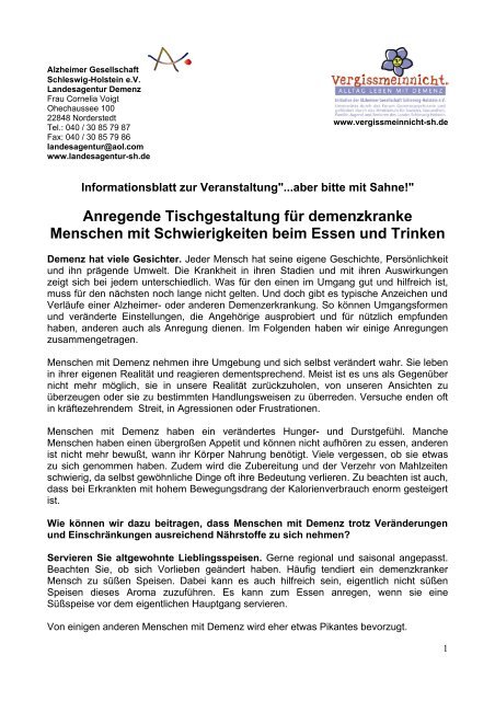 Anregende Tischgestaltung für demenzkranke Menschen mit