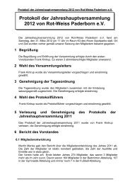 Jahreshauptversammlung 2012 - Rot-Weiss-Paderborn eV