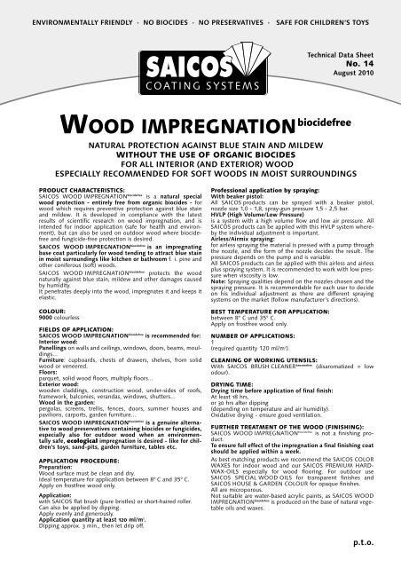 WOOD IMPREGNATION biocide-free interior (and exterior) - Saicos