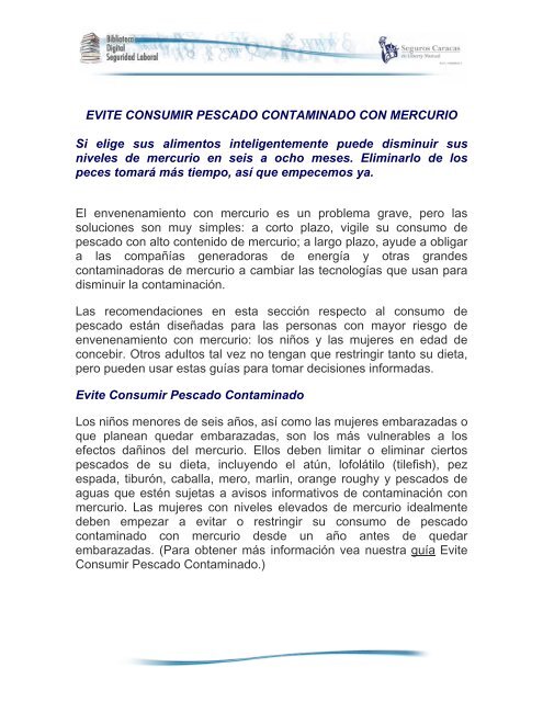 EVITE CONSUMIR PESCADO CONTAMINADO ... - Seguros Caracas