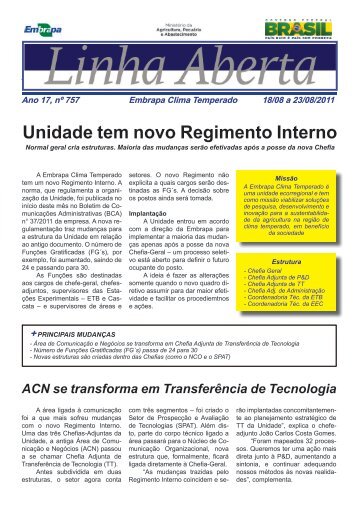 Linha Aberta - N°757 - Embrapa Clima Temperado