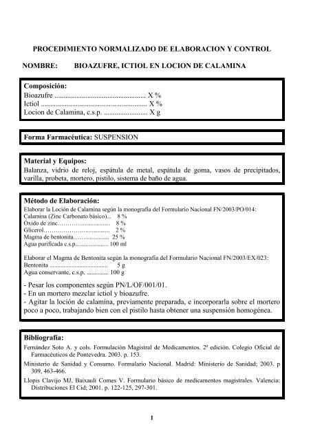 BIOAZUFRE, ICTIOL EN LOCION DE CALAMINA Composición