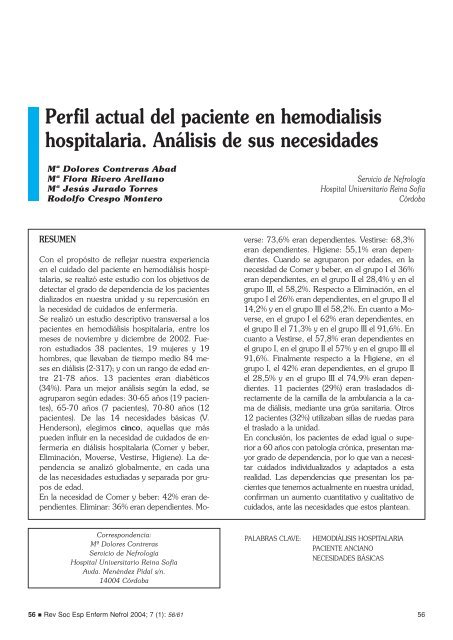 Perfil actual del paciente en hemodialisis ... - SciELO España