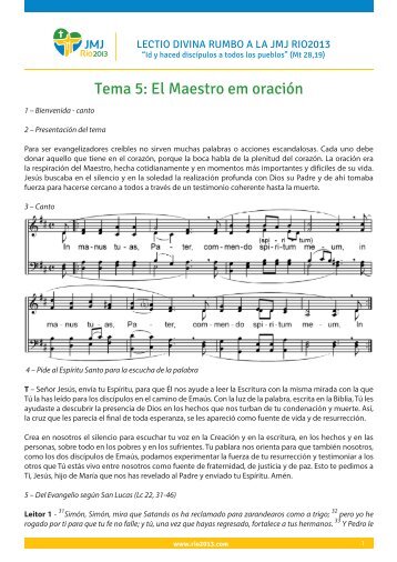 Tema 5: El Maestro em oración - JMJ Rio 2013