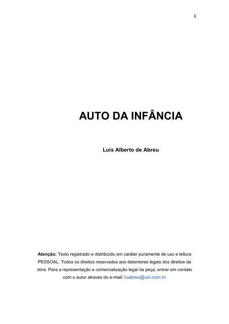 AUTO DA INFÂNCIA - Encontros de Dramaturgia