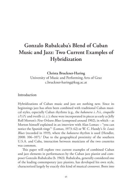 Gonzalo Rubalcaba's Blend of Cuban Music and Jazz: Two ... - IIPC