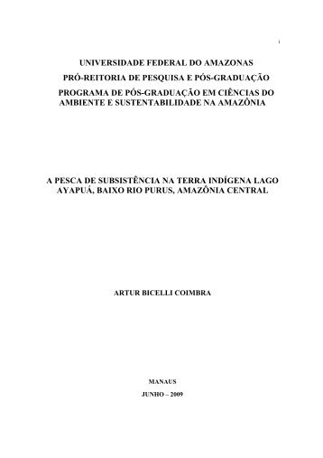 "A pesca de subsistência na Terra Indígena ... - PPG-CASA/UFAM