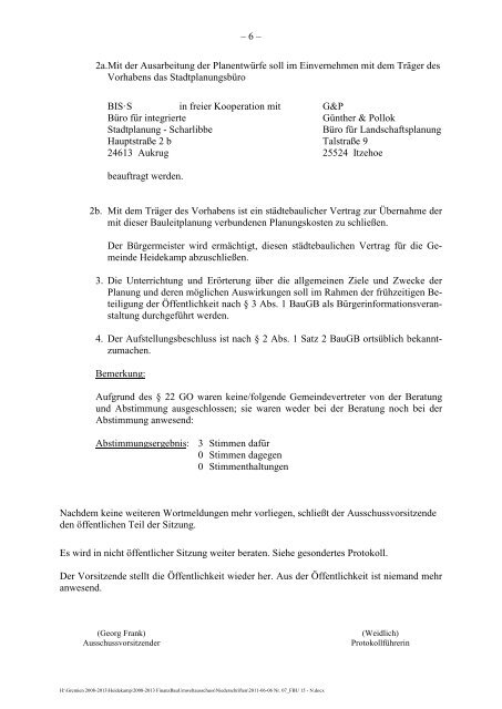Niederschrift der Sitzung Nr. 07 vom 06. Juni - Amt Nordstormarn