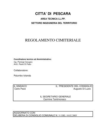 REGOLAMENTO CIMITERIALE - Comune di Pescara