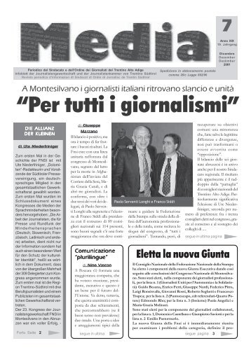 “Per tutti i giornalismi” - GIORNALISTI - JOURNALISTEN ...