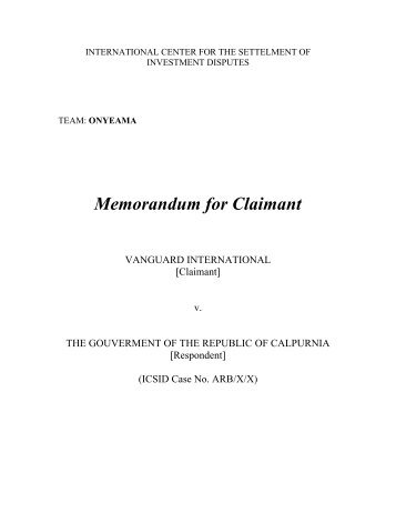 Memorandum for Claimant - FDI Moot