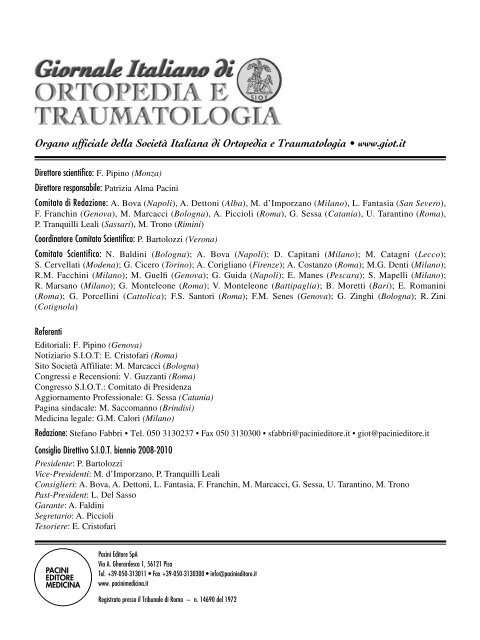 30845 Suppl Giot.pdf - Giornale Italiano di Ortopedia e Traumatologia