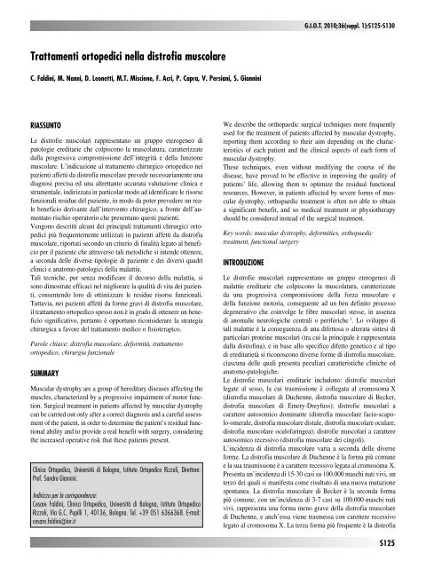 30845 Suppl Giot.pdf - Giornale Italiano di Ortopedia e Traumatologia