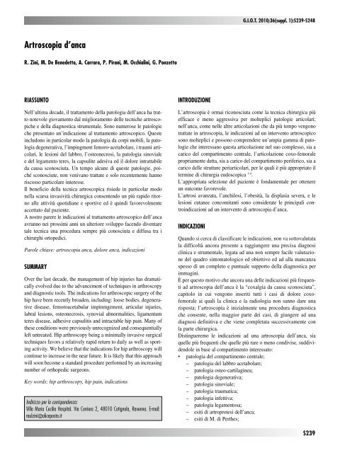 30845 Suppl Giot.pdf - Giornale Italiano di Ortopedia e Traumatologia