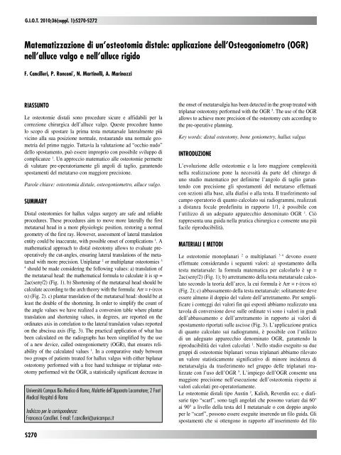 30845 Suppl Giot.pdf - Giornale Italiano di Ortopedia e Traumatologia