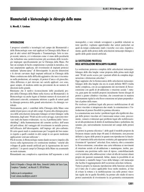 30845 Suppl Giot.pdf - Giornale Italiano di Ortopedia e Traumatologia