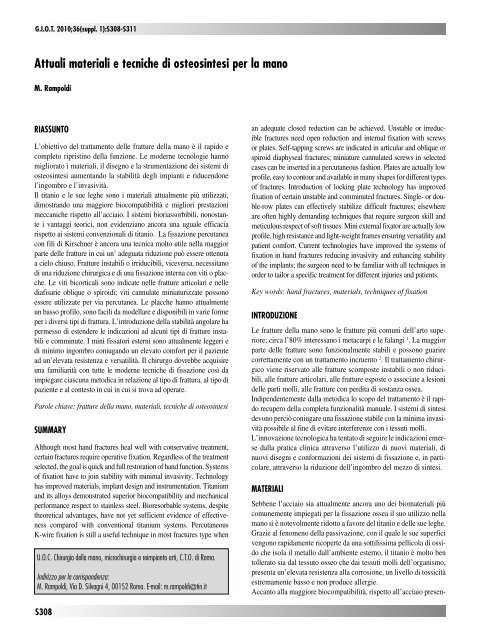 30845 Suppl Giot.pdf - Giornale Italiano di Ortopedia e Traumatologia