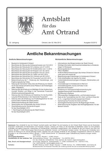 Amtliche Bekanntmachungen - Amt Ortrand