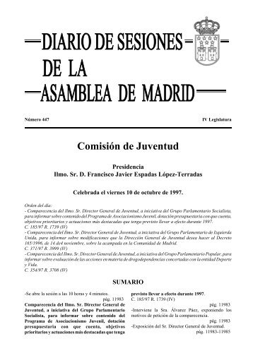 DSAM nº 447, de 10 de octubre de 1997, IV Leg - Asamblea de Madrid