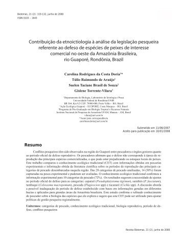 Contribuição da etnoictiologia à análise da legislação ... - Biotemas