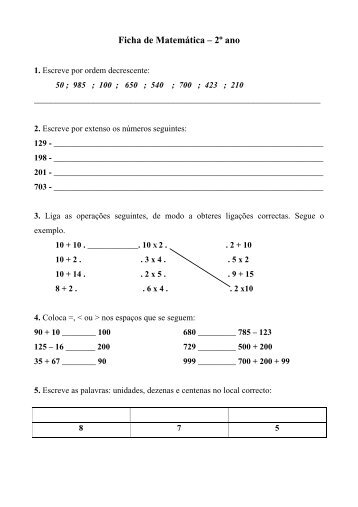 Ficha de Matemática – 2º ano