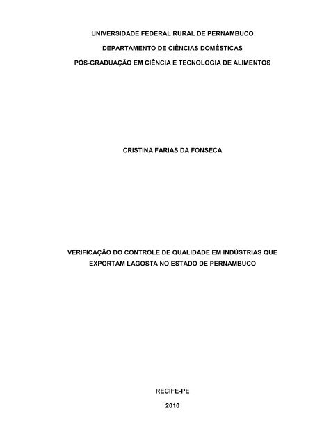 Cristina Farias da Fonseca - Pós-Graduação em Ciência e ...