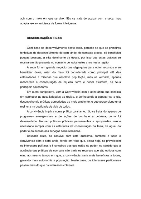 Dualismo no Semi-Árido: combate a seca versus convivência - Ufersa