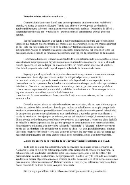 La tragedia de Jonestown, interpretada según el A.T. - eric berne