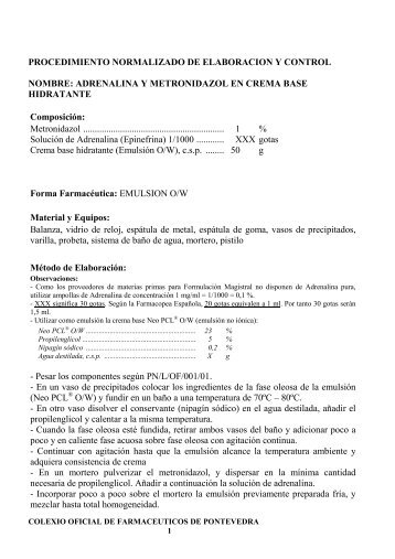 ADRENALINA Y METRONIDAZOL EN CREMA BASE HIDRATANTE ...