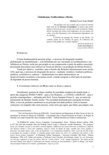 GLOBALIZAÇÃO, NEOLIBERALISMO E DIREITO - BuscaLegis