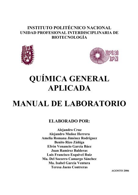 química general aplicada manual de laboratorio - biblioteca upibi ...