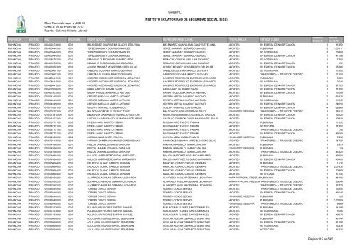 Mora Patronal mayor a USD 50 Corte a: 20 de Enero del 2012 ...