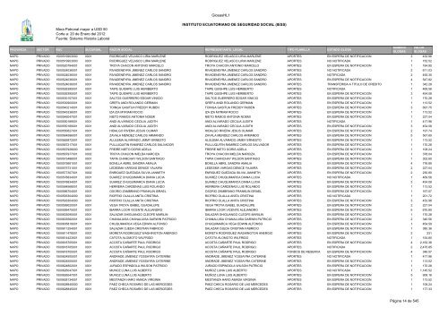 Mora Patronal mayor a USD 50 Corte a: 20 de Enero del 2012 ...