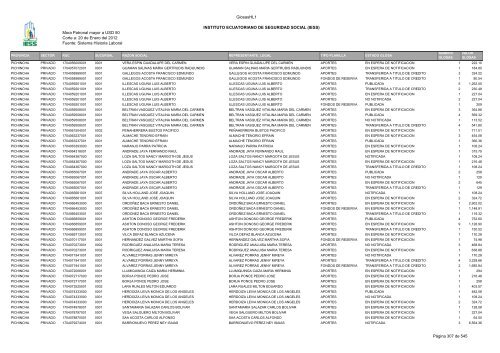 Mora Patronal mayor a USD 50 Corte a: 20 de Enero del 2012 ...